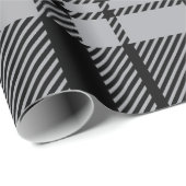 グレーモダンとブラックのタータンチェックプレイド ラッピングペーパー (ロールコーナー)