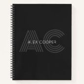 グレーモダンとブラックモノグラム ノートブック (正面)