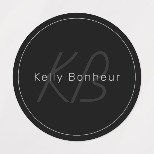 グレーモダンとブラック |名クール前&モノグラム ラベル (デザイン1)