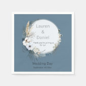 グレーモダンとブルー結婚ズ スタンダードカクテルナプキン (正面)