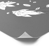 グレーモダンとホワイトのフローラブライダルシャワー ポスター (角)