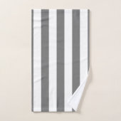 グレーモダンとホワイトのミニマストライプリスト バスタオルセット (ハンドタオル)