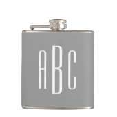 グレーモダンとホワイトシンプルの3文字モノグラム フラスク (正面)