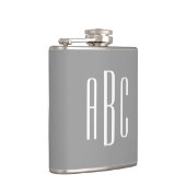 グレーモダンとホワイトシンプルの3文字モノグラム フラスク (右)