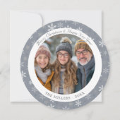 グレーモダンとホワイトスノーフレークスホリデーカード シーズンカード (正面)