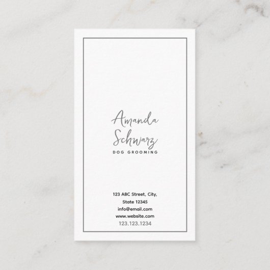 グレーモダンと白かわいいハスキー犬のグルーミング 名刺 (裏面)