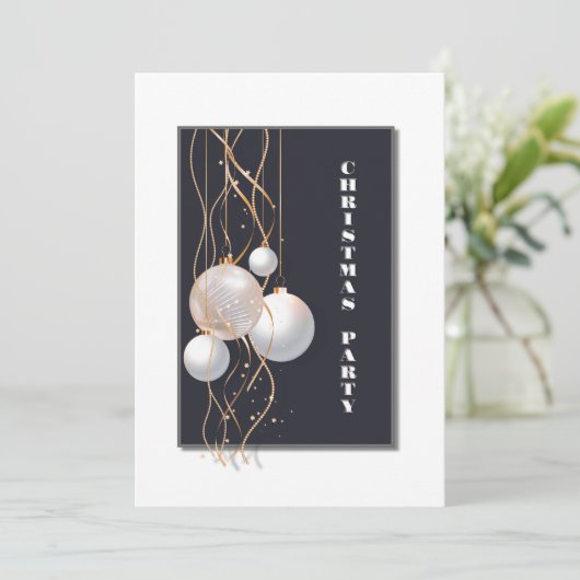 グレーモダンと白のクリスマスパーティー 招待状 (スタンド正面)