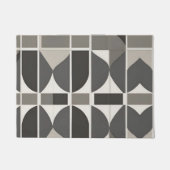 グレーモダンと白のジオメトリックカーブ ドアマット (正面)