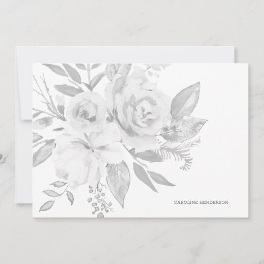 グレーモダンと白のモノクロパーソナライズされた ノートカード (正面)