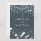 グレーモダンと白のラぶら下がったイト日付を保存 招待状 (裏面)