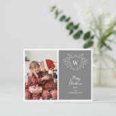 グレーモダンと白の上品なクレスト写真 シーズンポストカード (スタンド正面)