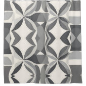 グレーモダンと白の幾何学的ダイヤモンドパターン シャワーカーテン (正面)