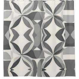 グレーモダンと白の幾何学的ダイヤモンドパターン シャワーカーテン