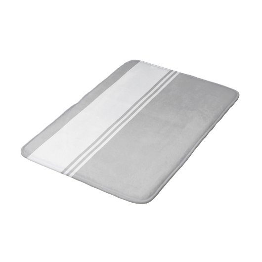 グレーモダンと白ストライプの色 バスマット (アングル)