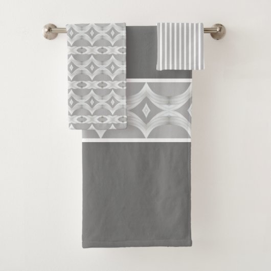 グレーモダンと白 バスタオルセット (インサイチュ)