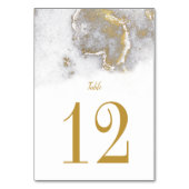 グレーモダンと金ゴールドのテー結婚ブルカード テーブルナンバー (裏面)