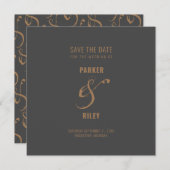 グレーモダンと銅の秋の結婚式の日付を保存 セーブザデート (正面/裏面)