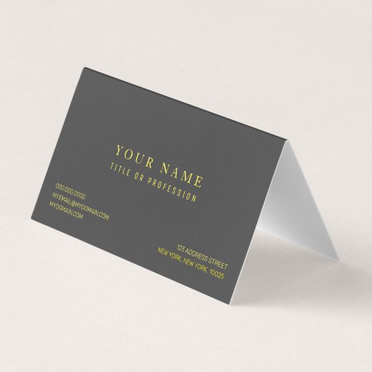 グレーモダンと黄はっきりした色 名刺 (裏面)