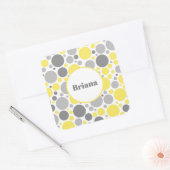 グレーモダンと黄色のバブルパーソナライズされた スクエアシール (封筒)