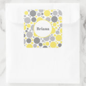 グレーモダンと黄色のバブルパーソナライズされた スクエアシール (バッグ)