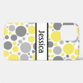グレーモダンと黄色のバブルパーソナライズされた Case-Mate iPhoneケース (裏面 (横))
