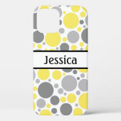 グレーモダンと黄色のバブルパーソナライズされた Case-Mate iPhoneケース (裏面)