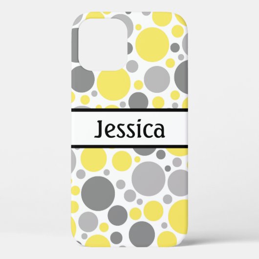 グレーモダンと黄色のバブルパーソナライズされた Case-Mate iPhoneケース (裏面)