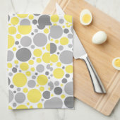 グレーモダンと黄色のバブル キッチンタオル (四つ折り)