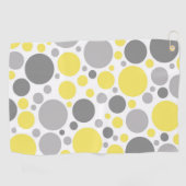 グレーモダンと黄色のバブル ゴルフタオル (横)