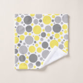 グレーモダンと黄色のバブル バスタオルセット (ウォッシュタオル)