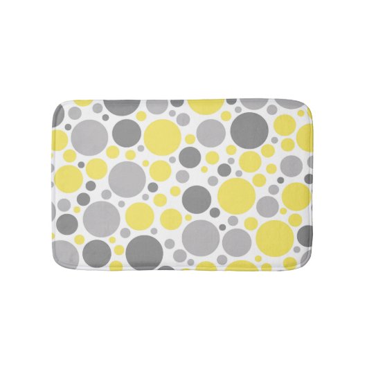 グレーモダンと黄色のバブル バスマット (正面)