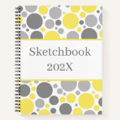 グレーモダンと黄色のバブルSketchbook ノートブック (正面)