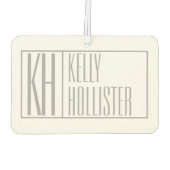 グレーモダンのイニシャルと名前のロゴ カーエアーフレッシュナー (裏面)