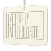 グレーモダンのイニシャルと名前のロゴ カーエアーフレッシュナー (左)