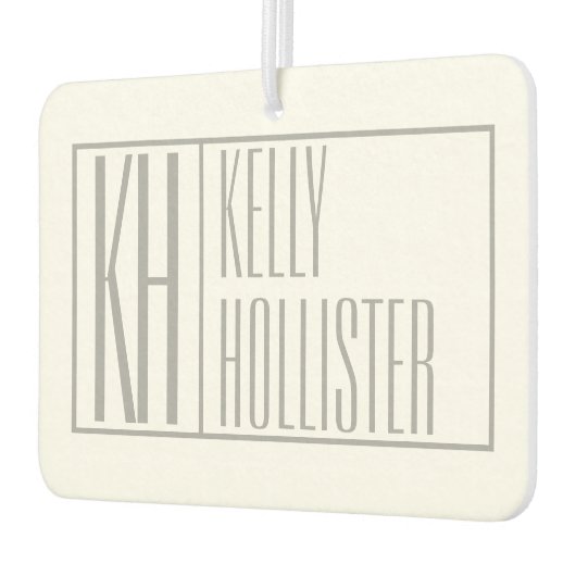 グレーモダンのイニシャルと名前のロゴ カーエアーフレッシュナー (左)