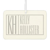 グレーモダンのイニシャルと名前のロゴ カーエアーフレッシュナー (正面)