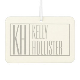 グレーモダンのイニシャルと名前のロゴ カーエアーフレッシュナー