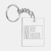 グレーモダンのイニシャルと名前のロゴ キーホルダー (正面左)