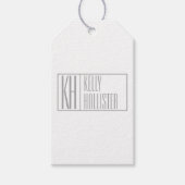 グレーモダンのイニシャルと名前のロゴ ギフトタグ (正面)