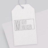 グレーモダンのイニシャルと名前のロゴ ギフトタグ