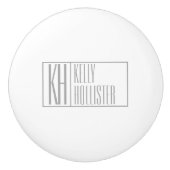 グレーモダンのイニシャルと名前のロゴ セラミックノブ (正面)