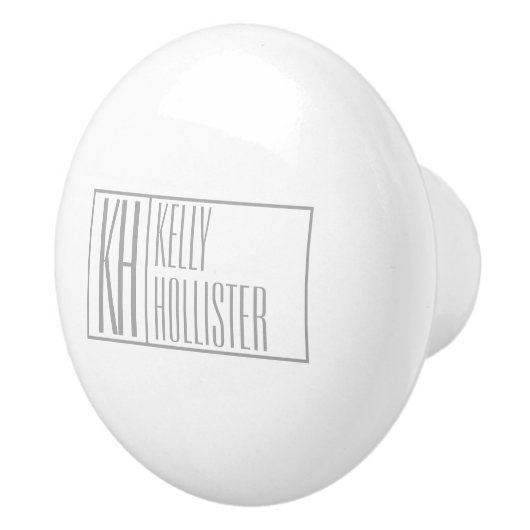 グレーモダンのイニシャルと名前のロゴ セラミックノブ (右)