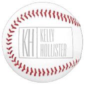 グレーモダンのイニシャルと名前のロゴ ソフトボール (正面左)