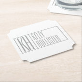 グレーモダンのイニシャルと名前のロゴ ペーパーコースター (アングル)