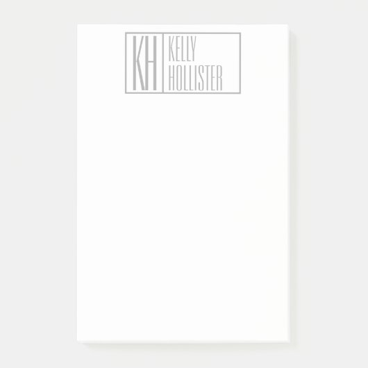 グレーモダンのイニシャルと名前のロゴ ポストイット (正面)