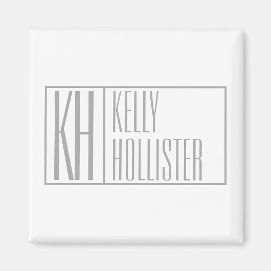 グレーモダンのイニシャルと名前のロゴ マグネット (正面)