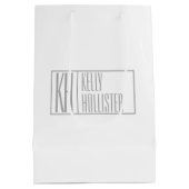 グレーモダンのイニシャルと名前のロゴ ミディアムペーパーバッグ (裏面)