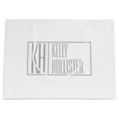 グレーモダンのイニシャルと名前のロゴ ラージペーパーバッグ (正面)