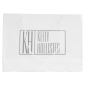 グレーモダンのイニシャルと名前のロゴ ラージペーパーバッグ (裏面)