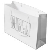 グレーモダンのイニシャルと名前のロゴ ラージペーパーバッグ (裏面アングル)